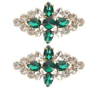 Healeved Clips para Zapatos de Boda Metálicos Flores Verdes, 2 Unidades, Accesorios Decorativos para Tacones Altos, Adornos Removibles para Novias y Eventos Formales