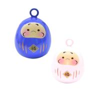 Healeved Colgante de Campana Japonesa de Cobre Azul en Forma de Muñeco Tradicional, Fácil de Colgar y Amuleto para Disfraz o Obsequio Festivo de Buena Suerte