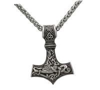 Healeved Collar Colgante Martillo Vikingo Mjolnir de Aleación Antigua, Cadena Resistencia y Diseño Moderno para Hombres, Joyería Vikinga Obsequio Estilo Irlandés, Tamaño Único