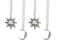 Healeved Collar Colgante Vintage Sol y Luna para Mujer y Hombre Set de 4 Piezas 2 Estilos Joyería Creativa de Moda Delicado y Ligero Adecuado Obsequio San Valentín Navidad
