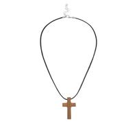 Healeved Collar con colgante de cruz de madera para hombres y mujeres - Joyería cristiana - Colgante de crucifijo católico, ideal como detalle para cumpleaños y Navidad, para la oración en la