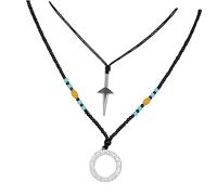 Healeved Collar De Cuentas Alfabeto Collar De Doble Para Hombre Cadena Colgante De Joyería Cuello Para Hombres Para Obsequio