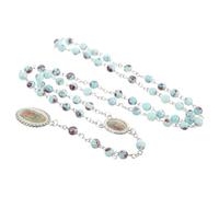 Healeved Collar de Rosario para Hombre y Mujer Cuentas de Aleación Verde, Cadena Resistente y Colgante Nuestra Señora de Guadalupe, Joyería Religiosa Masculina y Femenina para Uso Diario