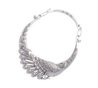 Healeved Collar Exagerado Vintage Cadena De Cuello Retro y Estampado Accesorios De Ropa Para Joyas Mujer Collar De Plata Mujer