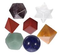 Healeved Conjunto de 7 Piedras de Cristal Curativo Sólidos Platónicos para Chakras en Formas Geométricas para Terapia y Meditación en Cumpleaños y Fiestas