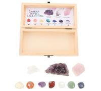 Healeved Conjunto De Cristales Bruto De Cristal Natural Espécimen De Mineral De Cuarzo Con Caja De Madera Para Aulas De Geología y Laboratorios De Campo Básico