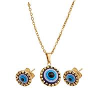 Healeved Conjunto de Joyas con Collar y Pendientes Turcos de Azul para Mujer Amuleto Metálico Resistente y Antidesvanecimiento Accesorio Cómodo y Elegante para Diversas Ocasiones