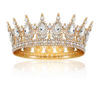 Healeved Corona de Aleación de Zinc Gemas de Imitación Dorada para Bodas y Fiestas, Accesorio Profesional Único para Novia y Damas