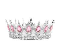 Healeved Corona de novia barroca con diamantes de imitación para boda, diadema de reina de cristal, accesorio retro para el cabello de novia, tocado de real, accesorio de disfraz para cumpleaños