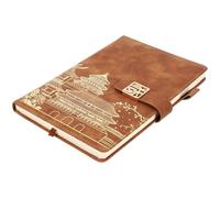 Healeved Cuaderno de Planificación Diaria A5 Vintage con Hebilla Tapa Gruesa Color Ámbar Papel Suave para Agenda Escolar y Cuaderno de Notas para Estudiantes y Oficina