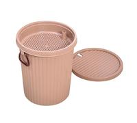Healeved Cubo de Residuos de Té de Plástico Resistente 8 Litros Pequeño Marrón Tapa, Doble Capa Filtrante para Drenar, Bote de Basura para Oficina en Casa y Limpieza del Hogar