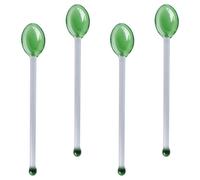 Healeved Cuchara de Vidrio Mango Largo Resistente al Calor Juego de 4 Piezas Transparente para Café y Postres Adecuado para Uso Doméstico y Restauración Auxiliar de Cocina