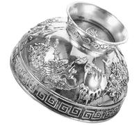 Healeved Cuenco de Ofrendas Vintage Diseño de Dragón y Fénix, Plata Tibetana, Adecuado para Meditación y Decoración del Hogar, Cuenco para Adoración y Altar
