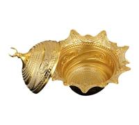 Healeved Cuenco Decorativo Metálico Pequeño con Tapa Color Dorado, Soporte de Almacenamiento para Nueces y Dulces, Accesorio Decorativo para Hogar y Fiestas, Diseño Europeo Elegante, 1