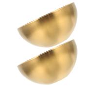 Healeved Cuencos de Acero Inoxidable 2 Piezas, Tazones Redondos para Frutas y Ensaladas, Tamaño 15 Cm, Color Dorado, Tazones para Servir y Cocina Diaria, Ensaladera Mezcladora Reutilizable