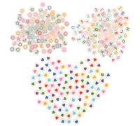 Healeved Cuentas Acrílicas Que Brillan la Oscuridad Cuentas Sueltas Multicolor Letras Corazones y Números 3 Bolsas para Manualidades y Accesorios de Pulseras DIY