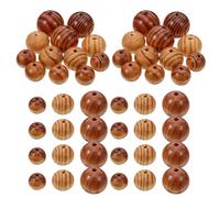 Healeved Cuentas de Madera Natural para Manualidades Orificio Grande Juego de 60 Piezas 20 MM 25 MM 30 MM Redondas Pulidas para Collares Pulseras y Proyectos DIY de Bisutería