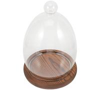Healeved Cúpula de Vidrio Transparente con Base de Madera Vintage Cubierta de Flor Eterna para Decoración del Hogar Jarrón de Micropaisaje en Forma de Huevo Protección Antipolvo para