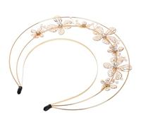 Healeved de cabello perla floral de metal Diadema para mujeres lolita tocado de de flores de metal diadema de la de flores aleación Golden