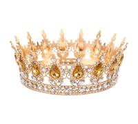 Healeved de novia barroca con diamantes de imitación para boda, diadema de reina de cristal, accesorio retro para el cabello de novia, tocado de real, accesorio de disfraz para cumpleaños