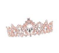 Healeved de Novia de Brillo con Cristales para Boda Diadema Elegante para Mujeres y Niñas Tiara de Diseño Vintage Rosa Dorado y Blanco Accesorio para Fiestas Graduaciones y Celebraciones