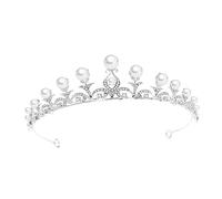 Healeved de Perlas y Cristales para Novia Tocado Nupcial Plateado Accesorio Elegante para Boda Diadema para Mujer para Peinados y Fiestas