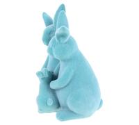 Healeved Decoración de Pascua Figuras de Conejitos Flocados Azules, Estatua Familiar de Resina 3 Piezas para Centro de Mesa, Decoración Interior y Jardín para Hogar y Oficina