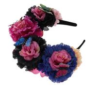 Healeved Diadema Con Flores Día Muertos Accesorio Mexicano Cabello Disfraz De Festival Color Aleatorio