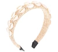Healeved Diadema Conchas Marinas Diseño Barroco, Banda de Pelo Trenzada de Yute, Accesorio para Mujer y Niña, Tocado Vintage para Fiestas y Banquetes, Doble Línea de Conchas Naturales