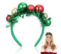 Healeved Diadema Creativa de Navidad Bolas Verdes y Cintas para Fiestas Navideñas, Accesorio Versátil de Plástico y Tela para Ambiente Festivo