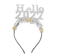 Healeved Diadema de Año Nuevo 2027 - Diadema brillante con purpurina para Nochevieja para mujeres y niñas - Tocado festivo para la cuenta atrás y celebración de Nochevieja 2027, color plata.