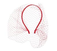 Healeved Diadema de Malla Roja Velo Que Cubre la Cara, Tocado Vintage Años 20 para Mujer, Accesorio Ligero y Transpirable para Bodas, Despedidas de Soltera y Eventos al Aire Libre