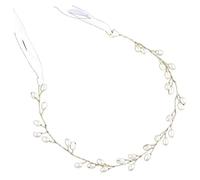 Healeved Diadema De Perlas Para Novia Diadema Artesanal Perlas y Cristales Para Fiestas y Bodas Color Dorada Material De Calidad