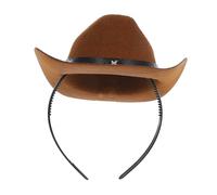 Healeved Diadema De Sombrero De Vaquero Mini Sombrero De Vaquero Del Oeste Banda De Pelo De Fiesta De Vaquera Sombrero De Disfraz De Mascota Accesorio Para Mascotas Coffee Tela No Tejida
