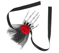 Healeved Diadema Halloween con Rosa Roja y Banda con Mano Esqueleto Accesorio Ligero para Fiesta Carnaval Día de Muertos
