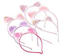 Healeved Diadema Orejas de Gato Diseño Plástico y Resina 6 Piezas de Lentejuelas de Arenas Movedizas para Niñas Tamaño para Fiesta y Disfraces