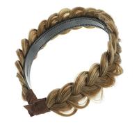 Healeved Diadema Trenzada con Peluca para Mujer Banda Ancha Antideslizante Accesorio Cómodo para Prolongado Ocasiones Diseño Natural y Elegante