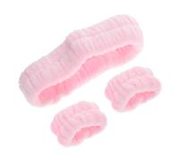 Healeved Diadema y Muñequeras De Felpa Suave Para Lavado Facial Diseño Clásico y Cómodo Para Cuidado Piel y Maquillaje Casa Color Rosa Piel Sensible