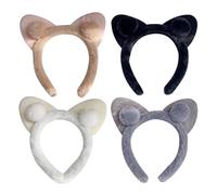Healeved Diademas de Felpa Forma de Orejas de Conejo 4 Piezas, Accesorio Cabello Decorativo y Resistente Adecuado para Maquillaje y Lavado Facial