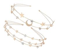 Healeved Diademas de Metal Estrellas y Luna, 2 Piezas Multicapa para Niñas y Mujeres, Decoración para Fiestas y Eventos Obsequios, Tamaño Único