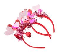 Healeved Diademas de Moda para San Valentín, 2 Piezas Rojas 4 Corazones Decorativos de Tela, Accesorios Ligeros y Resistentes para Fiesta, Obsequio Romántico para Mujer y Niña