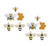 Healeved Dijes de Abeja de Aleación Amarilla Efecto Gota de Aceite Mini Colgantes Realistas de Panal para Bisutería DIY Pack de 10 Piezas para Pulseras Collares y Llaveros