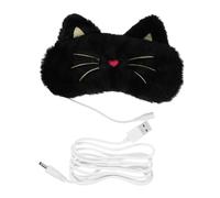 Healeved Dormir USB Calefactable Anteojera 3d Ajustable Negra Gato Luz Calor Regulable Relajante para Viajes y Descanso Nocturno