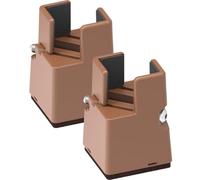 Healeved Elevadores de Muebles Ajustables 5 Cm, 2 Piezas Color Marrón, Compatibles Patas de 22-42 Mm, Elevadores de Cama y Escritorio para Aumentar Altura y Facilitar Limpieza