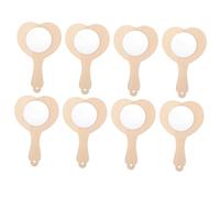 Healeved Espejo de Mano sin Pintar en Forma de Corazón, 8 Piezas de Madera | DIY para Niños, Vidrio y Madera, para Decorar y Exhibir en Escritorio, Fácil de Guardar