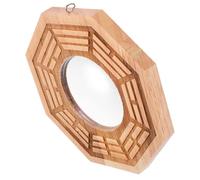 Healeved Espejo Feng Shui Bagua Convexo de Madera Vintage 15,5 CM para Decoración de Hogar y Oficina, Adorno de Pared Tradicional Chino para Armonizar Espacios
