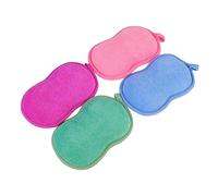 Healeved Esponjas De Baño Para Niños Pequeños 4 Piezas Tamaño Mediano Doble Cara Fibra Vegetal Colores Morado Verde Azul Rosa Exfoliante Flexible Uso Infantil Limpieza Diaria