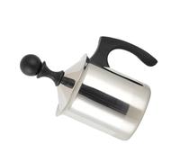 Healeved Espumador de Leche Manual Bomba de Acero Inoxidable 304, Capacidad 400cc, Filtro Doble Capa y Mango Aislante, Adecuado para Capuchino y Café en Hogar y Cafetería