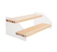 Healeved Estante para Postres y Cosméticos de 2 Niveles 30 CM Ancho Soporte Escalonado Acrílico y Madera Organizador Multiusos para Hogar y Oficina Exhibidor Compacto y Práctico