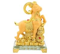 Healeved Estatua Feng Shui de Resina Dorada - Escultura de Cabra del Zodiaco Chino - Adorno de Mesa con Carnero de la Riqueza para el Año Nuevo 2027 con lingotes - Oveja de la Suerte para la